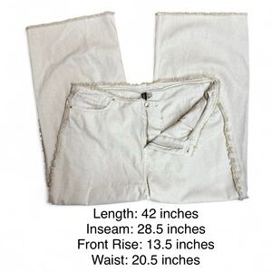 H&M Divided Wide Leg Jeans – Cream/Beige Frayed Trim – Size 18/US 50
